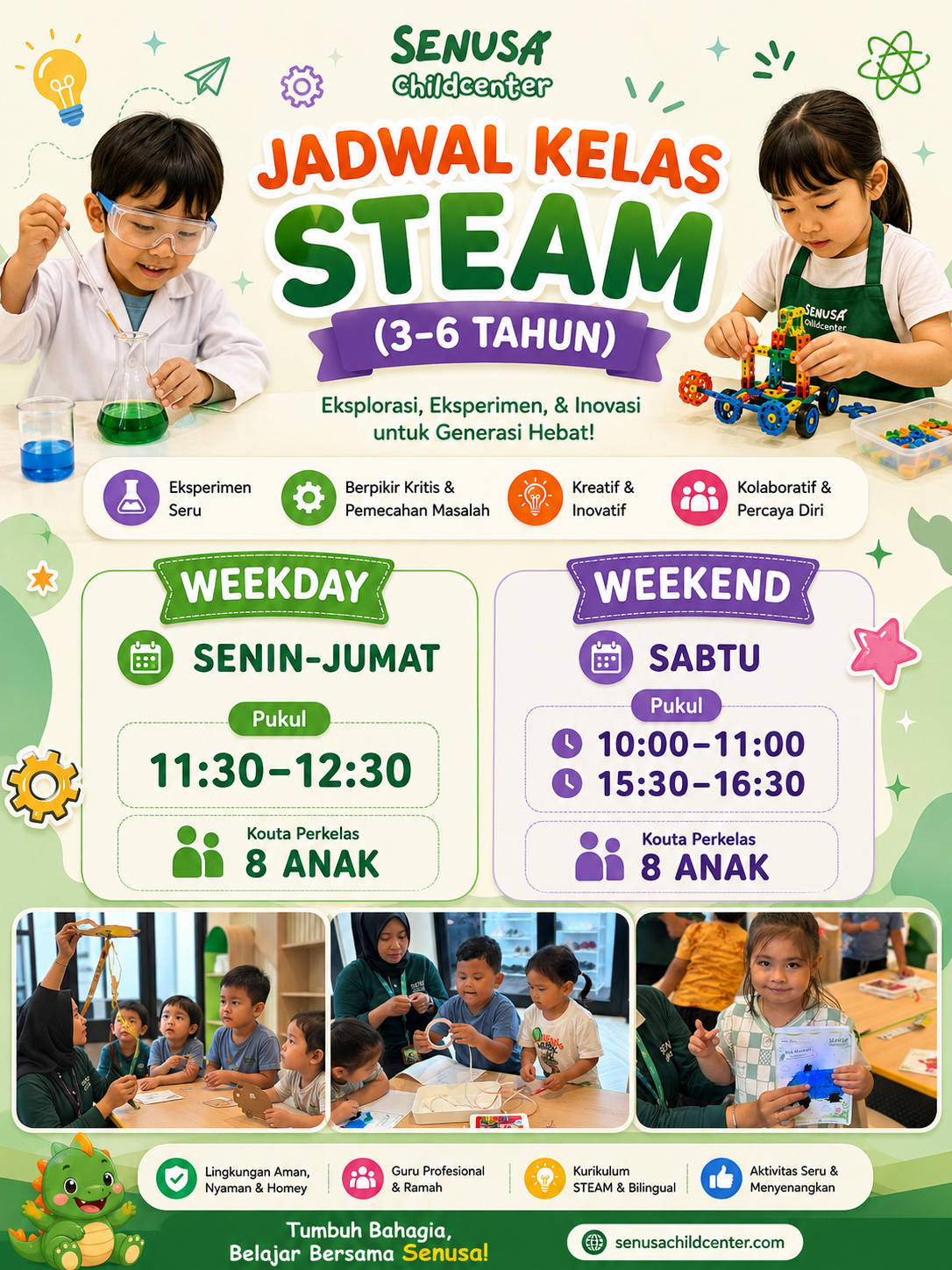 Jadwal Kelas STEAM (3-6 Tahun)